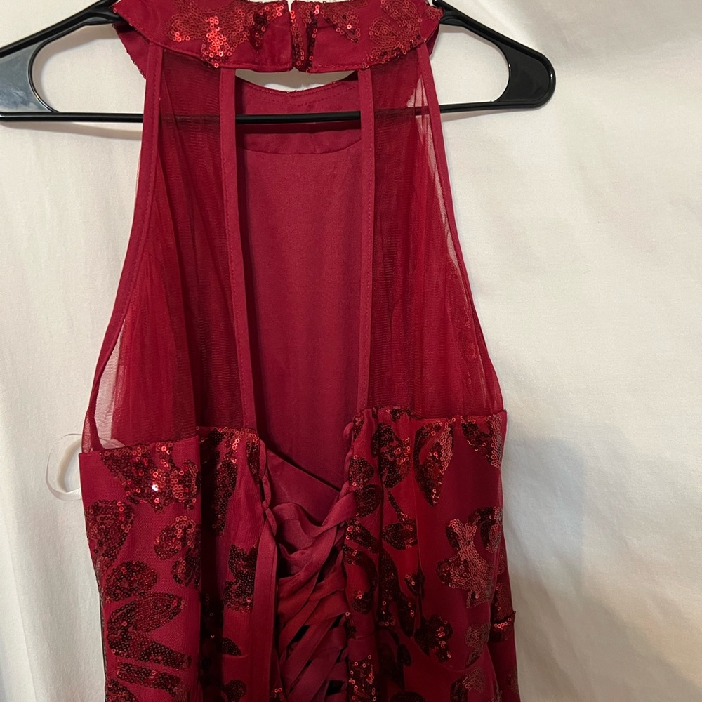 Othr Red Sequin Lace-Up Prom Dress